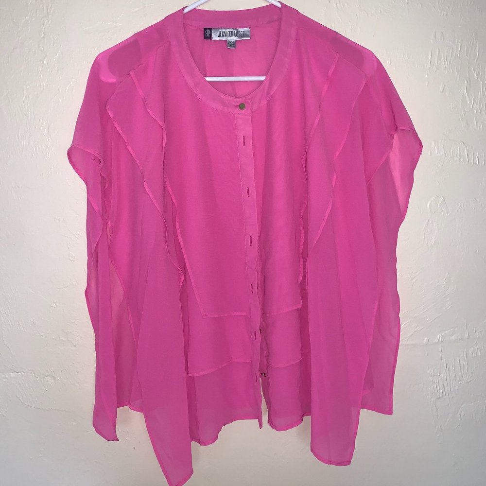 Jennifer Lopez XS Blouse Pink Sheer Sleeveless Top